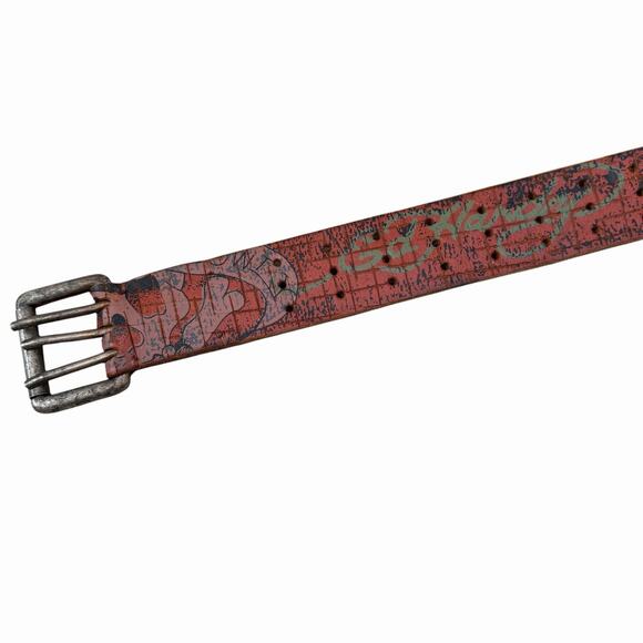 Ed Hardy Y2K 2000’s Leather Belt Skulls W Small